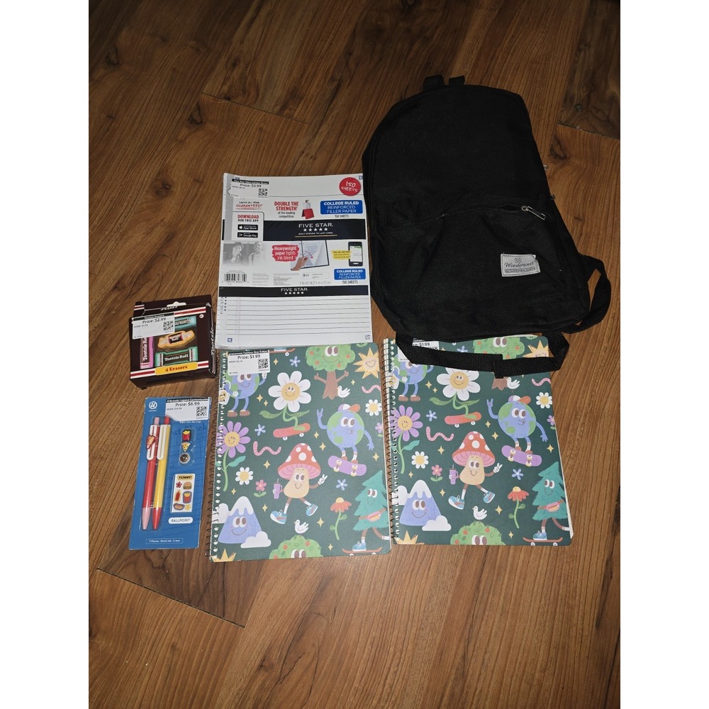 Wanderwell Back To School Bundle Black Bookbag Notebooks Five Star Paper S16